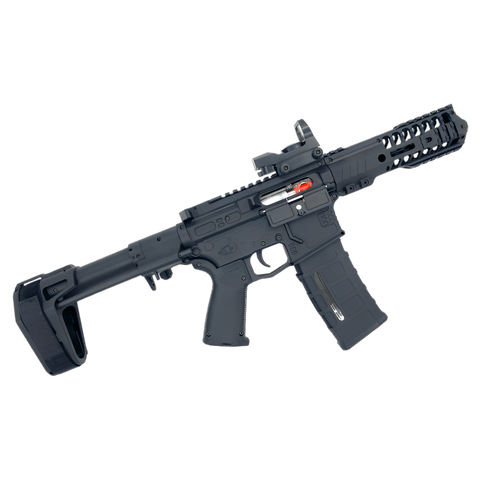 Black SLR 1.0 Gel Blaster with dual-mode selector and holographic aiming sight