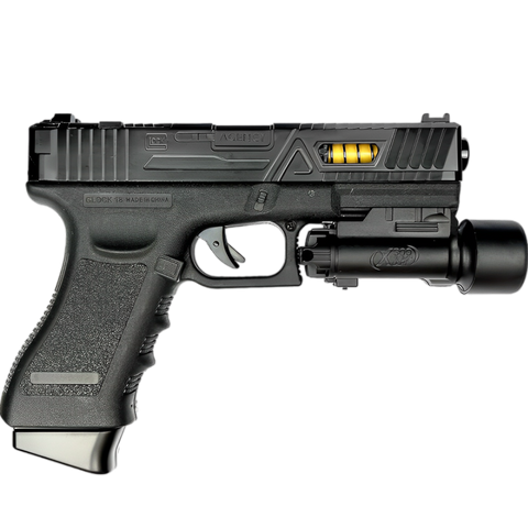 Glock G18 electric gel blaster pistol with a lamp