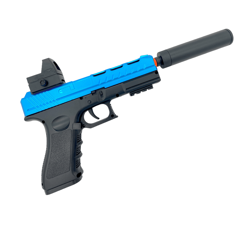 Glock 18 holographic by SKD electric black and blue gel blaster pistol for flashy performance