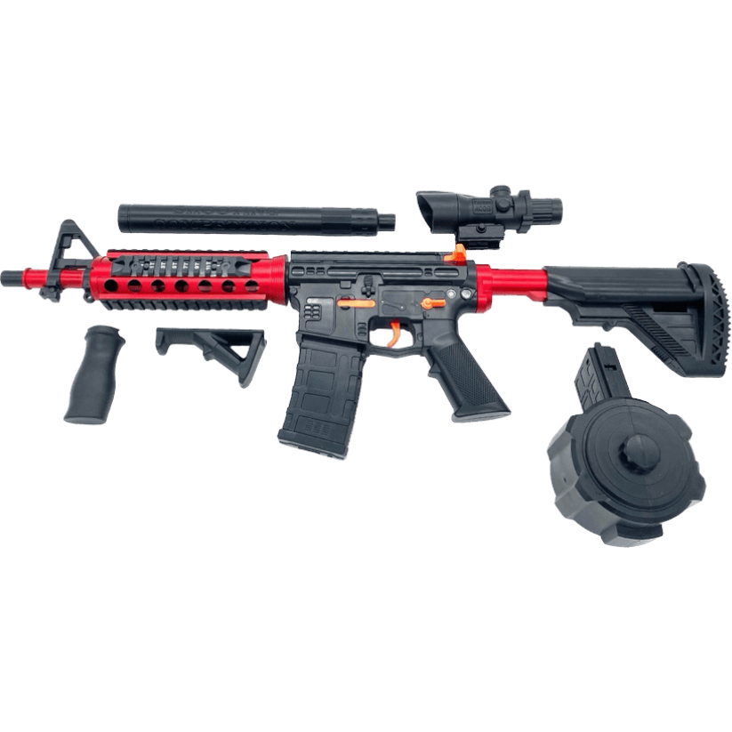 M4A1 Drum Weihui gel blaster, crafted for assault in red and black