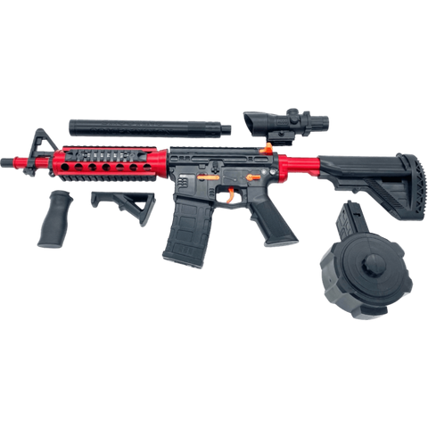 M4A1 Drum Weihui gel blaster, crafted for assault in red and black