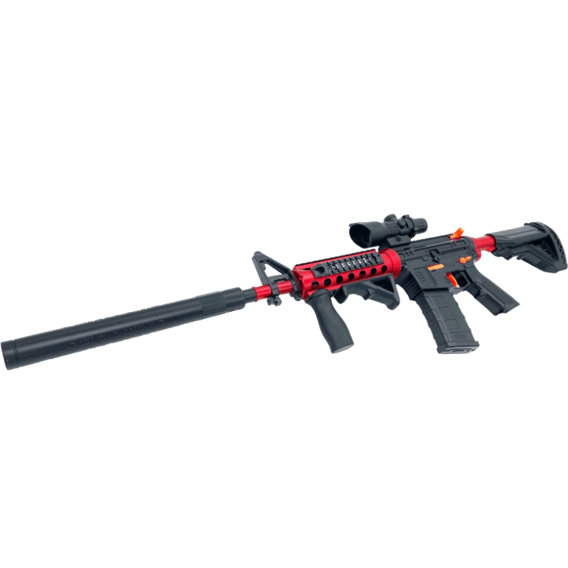 M4A1 Drum Weihui gel blaster, electric red and black assault model