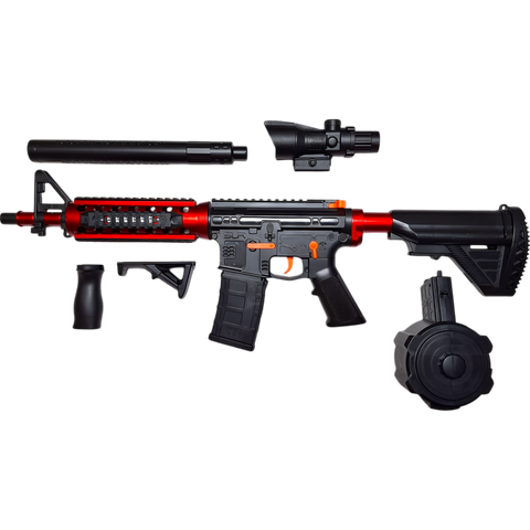 M4A1 Drum Weihui gel blaster, crafted for assault in red and black