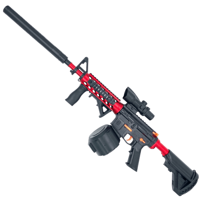 M4A1 Drum Weihui electric gel blaster in red and black for tactical play