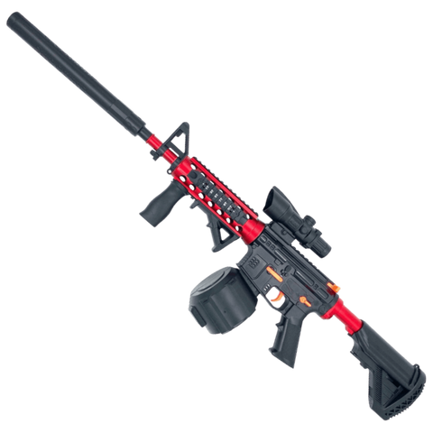 M4A1 Drum Weihui electric gel blaster in red and black for tactical play