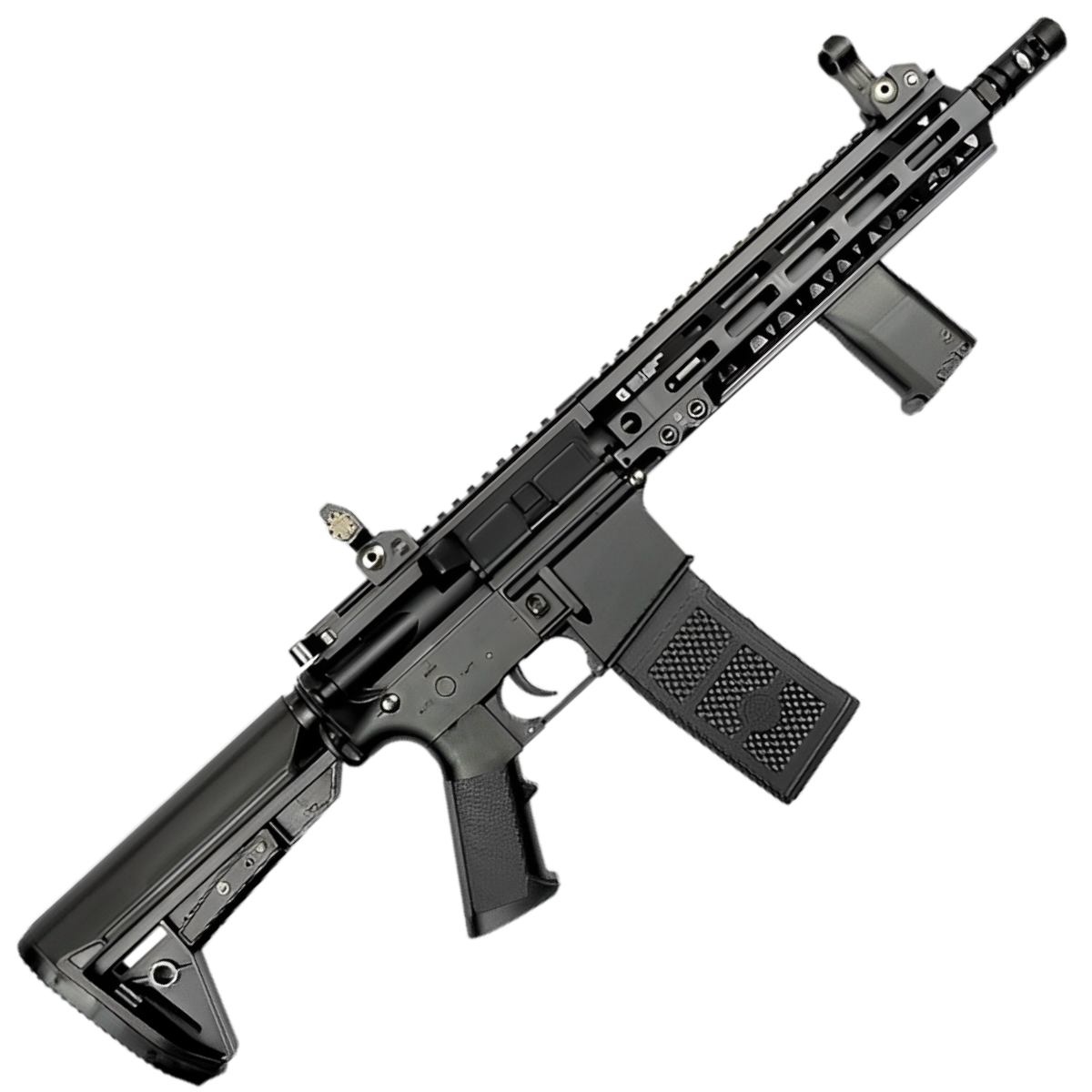 Black MK8 AR15 gel blaster with extended firing range and optimized accuracy