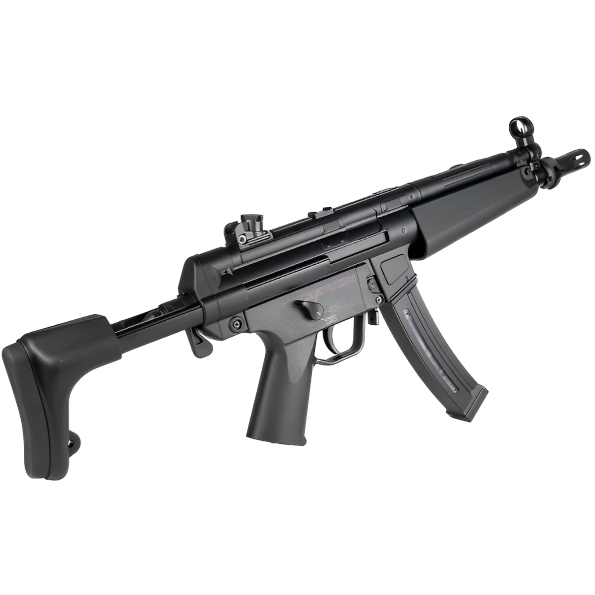 MP5 black gel blaster by CYMA, equipped with a nylon gearbox, semi/full automatic firing modes, and ergonomic design.