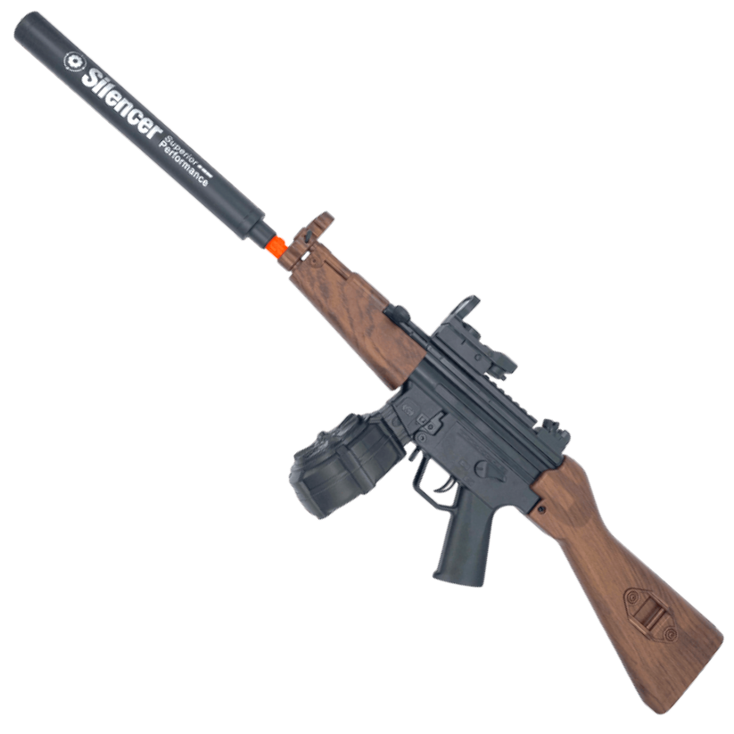 MP5 wood gel blaster by XYL with classic wood finish, nylon gearbox, and fully automatic firing mode