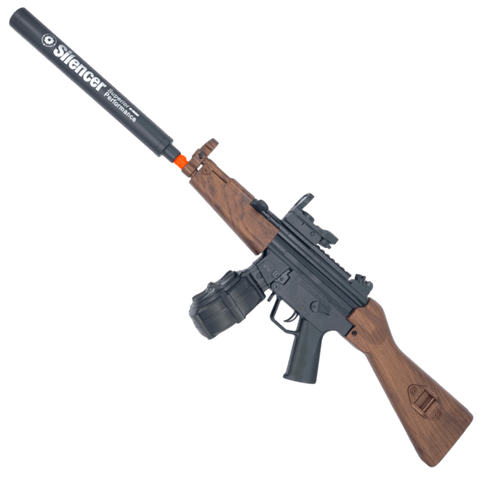 MP5 wood gel blaster by XYL with classic wood finish, nylon gearbox, and fully automatic firing mode