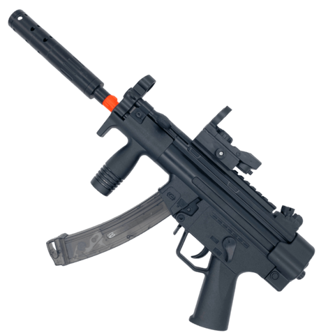 MP5K short gel blaster by XYL in black finish, featuring automatic and manual firing modes with durable ABS material.