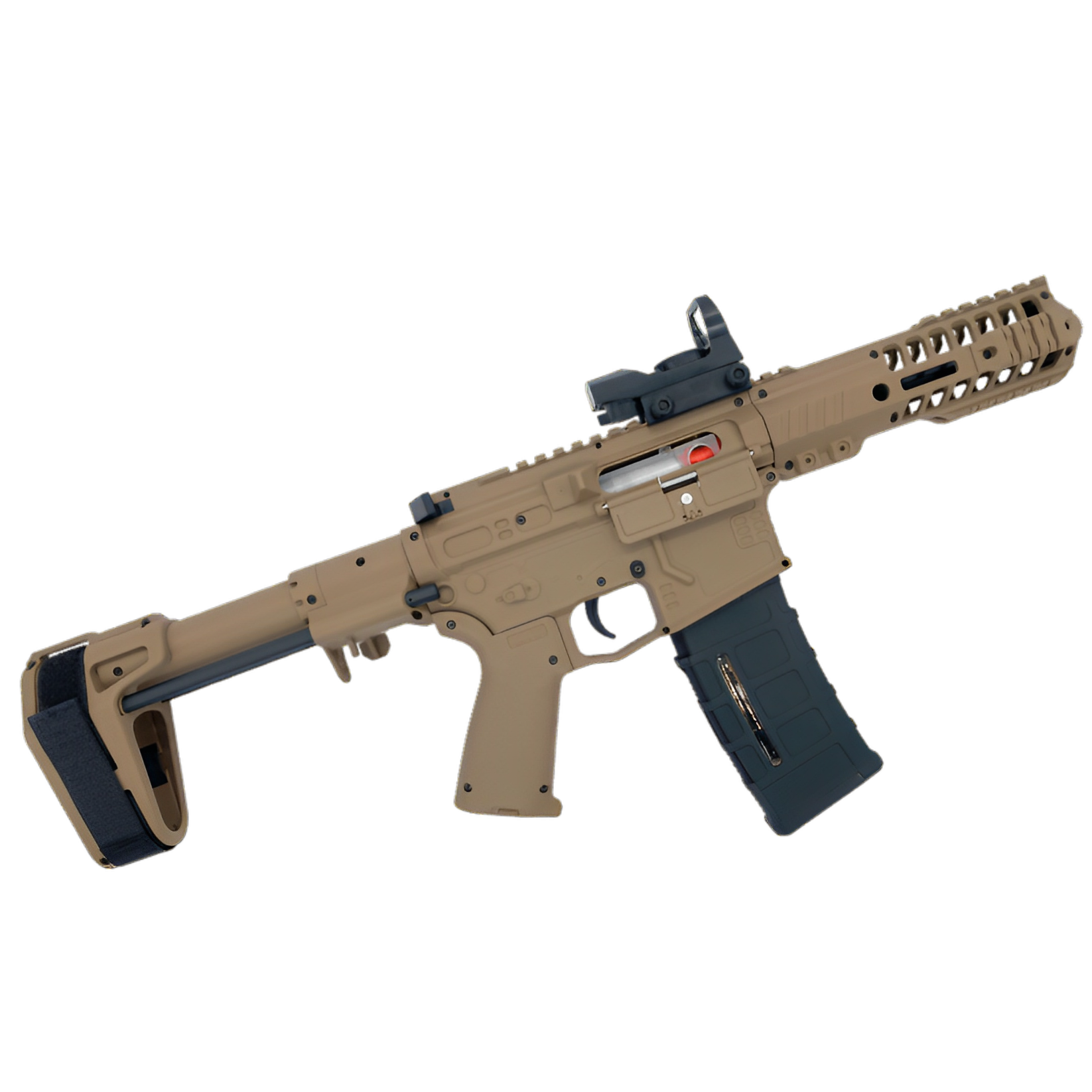 Lightweight Sand SLR 1.0 Gel Blaster with dual-mode selector and holographic sight