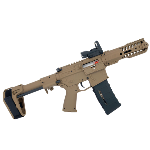 Lightweight Sand SLR 1.0 Gel Blaster with dual-mode selector and holographic sight