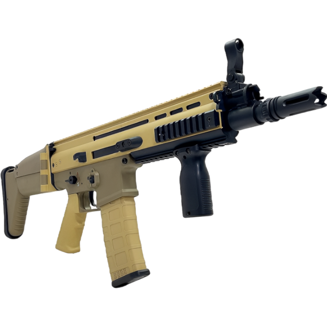 SCAR AK16 gel blaster by DEKAI featuring USB charging, adjustable length, and realistic aesthetics.