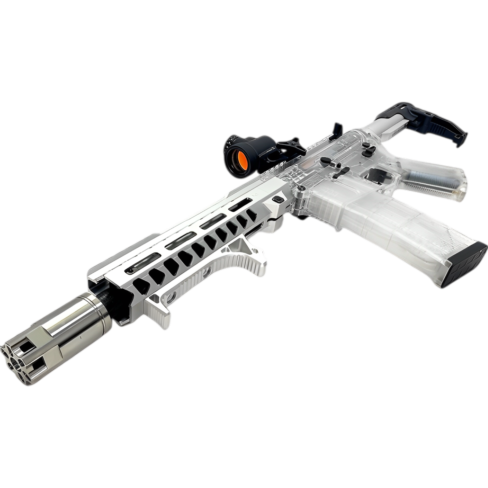 SLR 3.0 transparent Gel Blaster featuring 260-300 FPS firing velocity and durable construction.