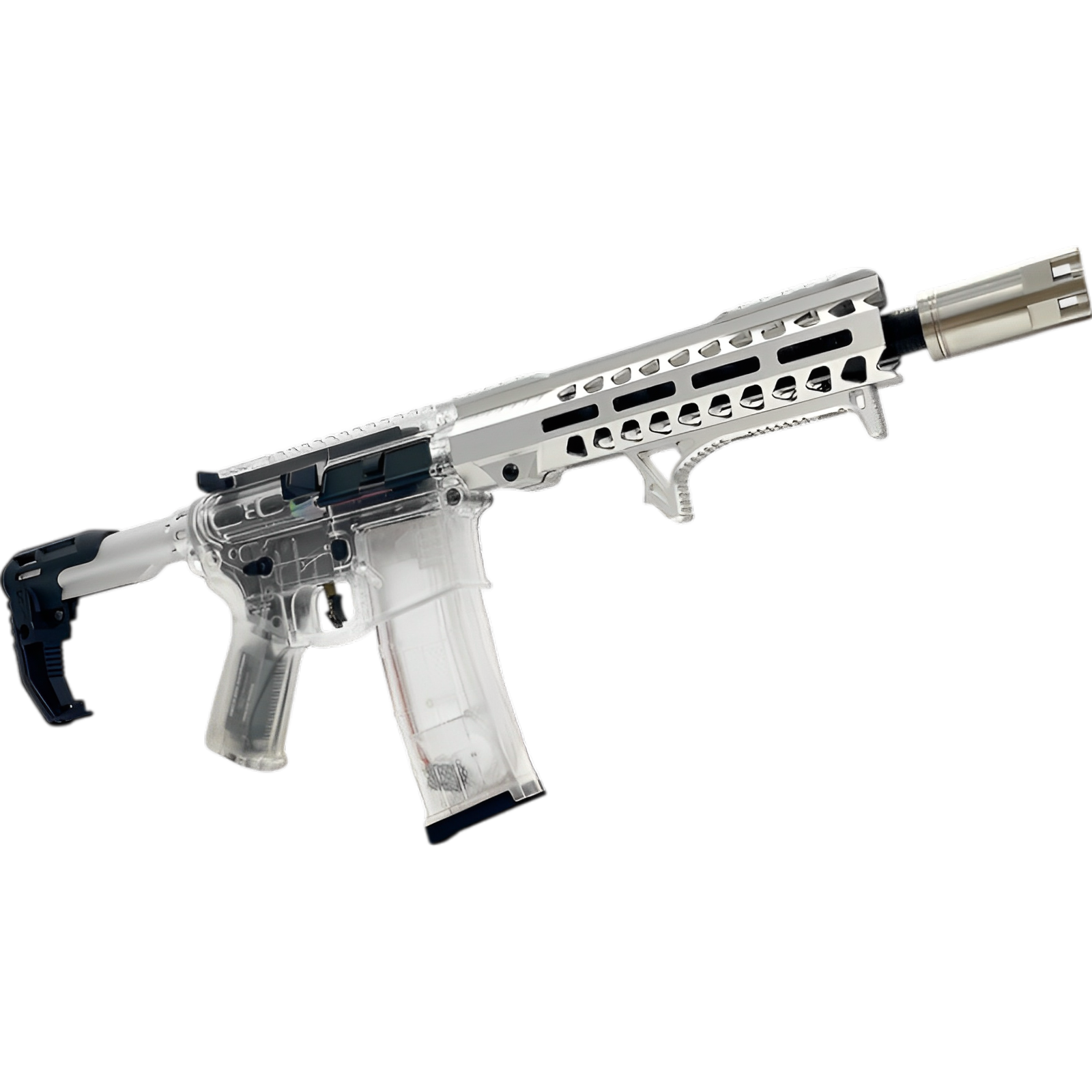 Transparent SLR 3.0 Gel Blaster with advanced metal gear system for precision shooting.